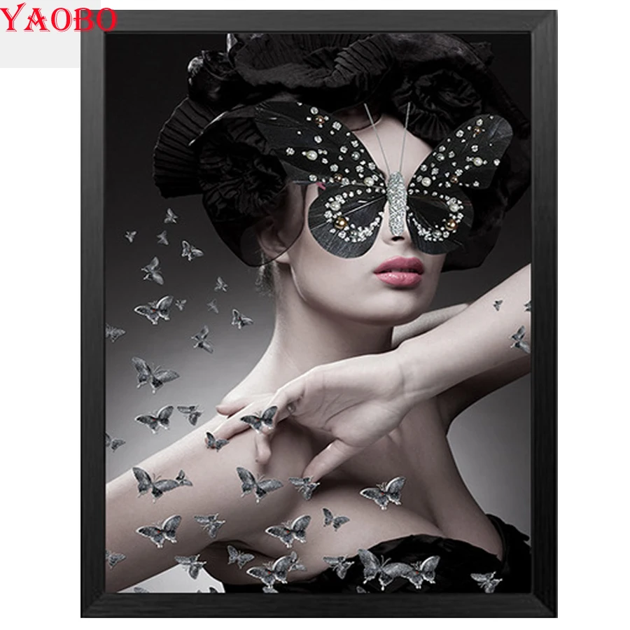 

Full square diamond embroidery Fashion Creative Butterfly Women 5D diy diamond Painting cross stitch diamond picture mosiac art