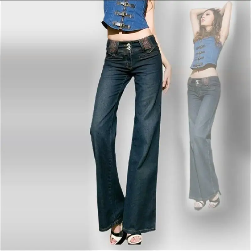 Женские джинсы с завышенной талией широкие брюки из денима |