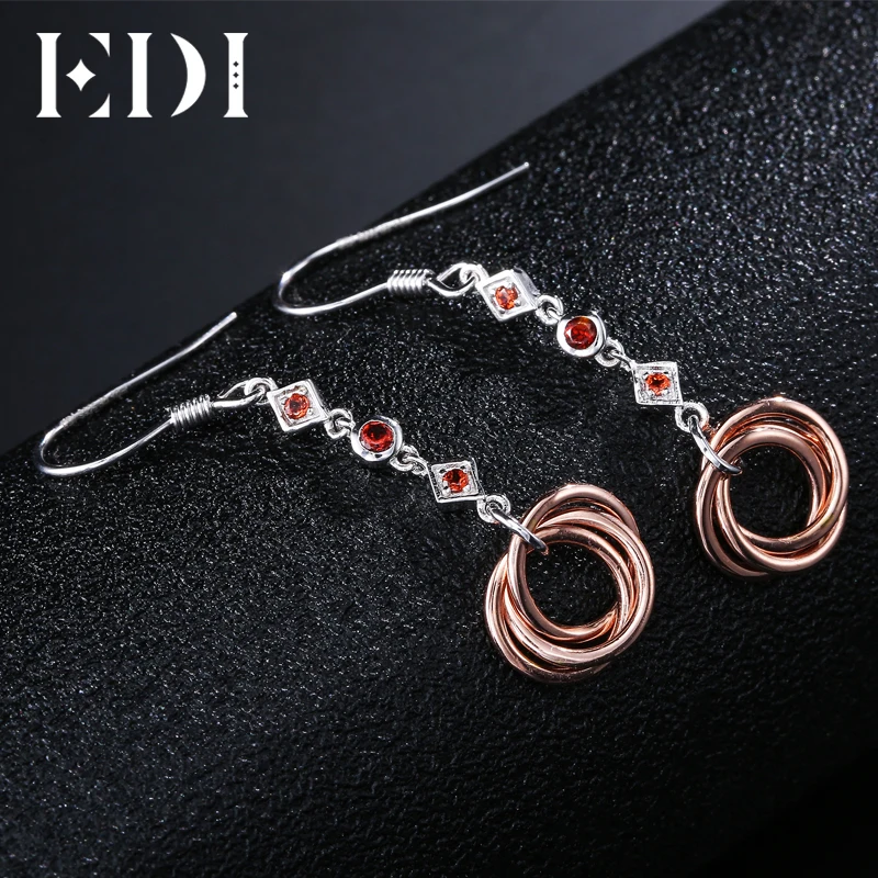 EDI Unique Natural Garnet Long Tassels Earrings For Women 925 Sterling Silver Drop Trendy Fine Jewelry | Украшения и аксессуары