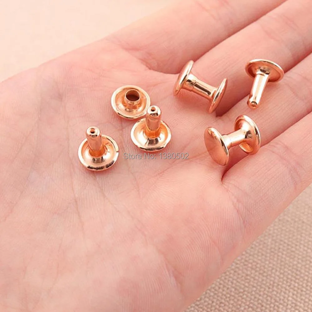 100sets 5*5mm rose gold color metal Rivets Stud Collision Nail for Bag Belt shoes garment accessories | Дом и сад