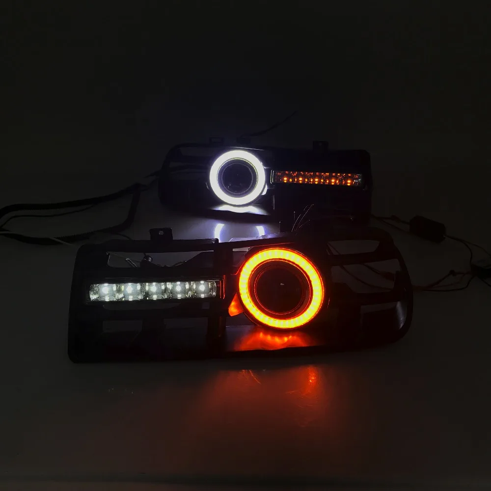 RQXR противотуманная фара вождение свет в сборе для volkswagen golf 4 mk4 cob angel eye led дневного света желтый сигнал поворота
