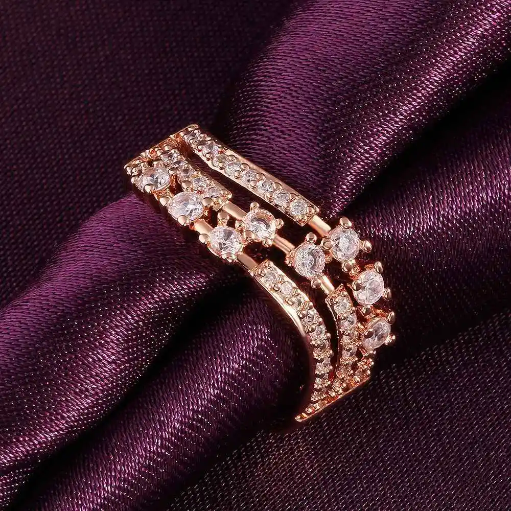 2015 новый дизайн модные ювелирные изделия вставки волн золотой цвет циркон кольцо