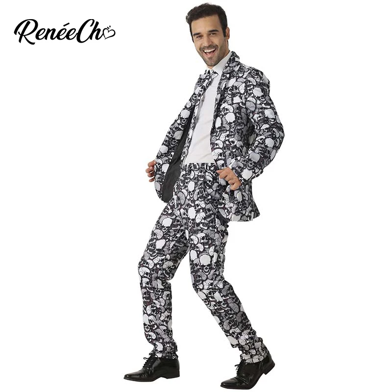 Crazy Suit костюм на хэллоуин для взрослых мужской скелет Skulleton участия в