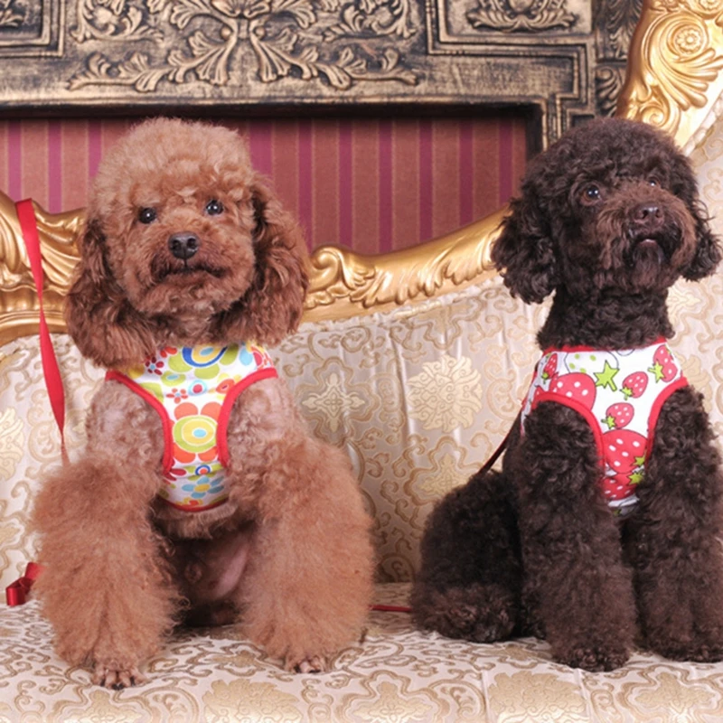 С поводком милый клубника Кролик Утка собака шлейка с ошейник для котят и щенков