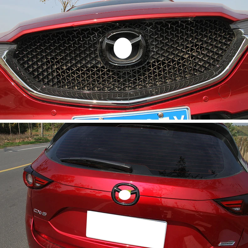 Для Mazda CX-5 CX5- ABS углеродное волокно стиль багажника Передняя и задняя эмблема значок символ логотип Крышка отделка 2 шт