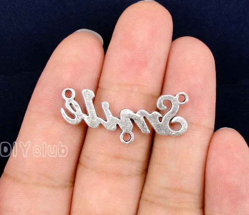 

50pcs- Antique Tibetan Silver Smile Connector Charms 33x14mm