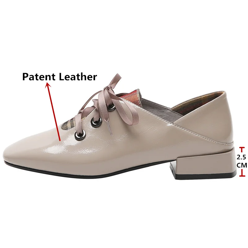 CONASCO/туфли из лакированной кожи в римском стиле с квадратным носком вечерние