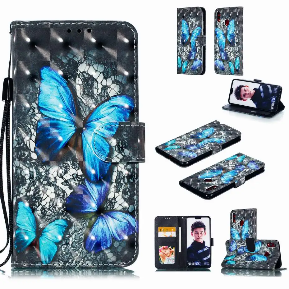 Чехол-Кошелек из искусственной кожи с рисунком для huawei Honor 8X8 X, Стильный чехол-книжка, флип-чехол для huawei Honor 8X, JSN-L21 чехол для телефона 6,5"