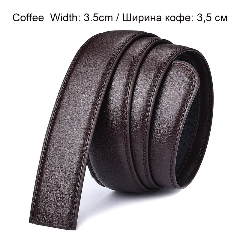 Coffee 35mm Фирменный дизайнерский кожаный ремень, мужской ремень с автоматической пряжкой, ремни для мужчин, широкий мужской ремень, пояс без пряжки - Цвет: Coffee 35mm