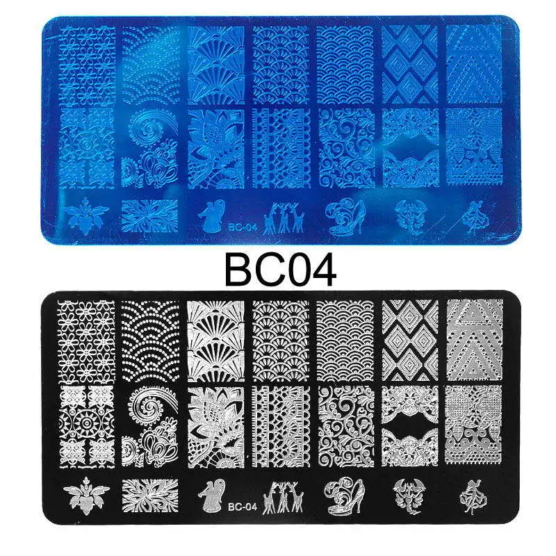 BC04 6x12 см 20 видов цветов, Мультяшные кружева, сделай сам, Гель-лак, штамповка для дизайна ногтей, штамп, шаблоны, маникюрные трафареты для ногтей, инструмент для переноса, Новинка - Цвет: BC04