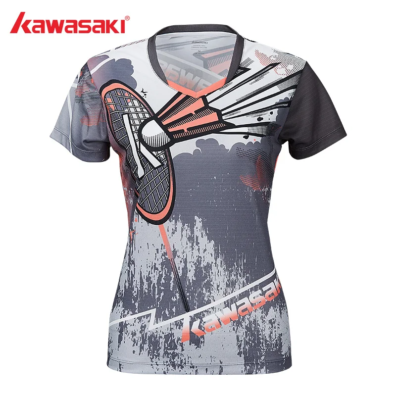 Оригинальная женская спортивная одежда Kawasaki для бадминтона рубашки с V образным