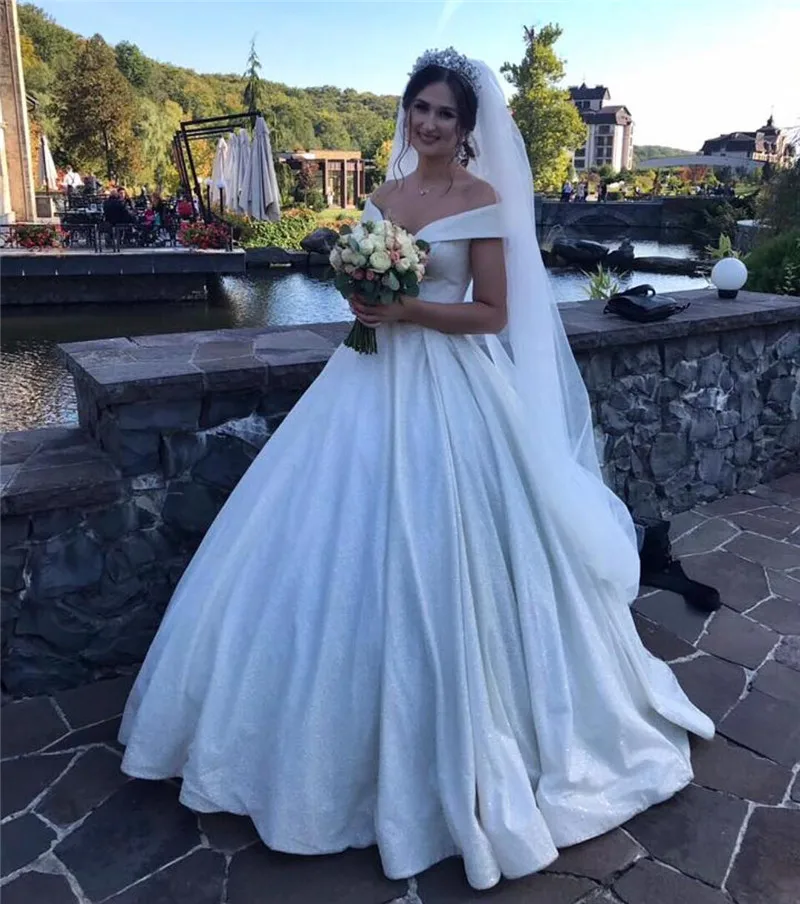 DZW434 Sexy Off Shoulder Puffy Ball Gown Wedding Dress For Women Tulle 2019 Long Bridal Dresses Vestido De Noiva Custom Made | Свадьбы и