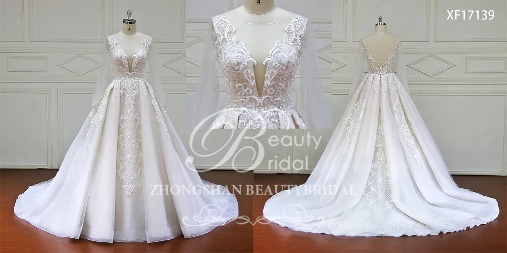 Элитное свадебное платье с длинным рукавом с кружевными бусинами Vestido De Novia винтажное свадебное платье es реальное изображение подвенечное платье XF17139