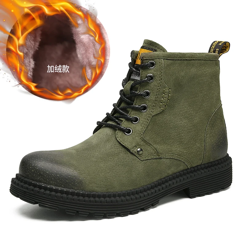 Autumn Winter Martin Boots Men PU Leather Plus Fur Warm Shoes Mid-calf New Fashion Sapatos Masculin | Обувь