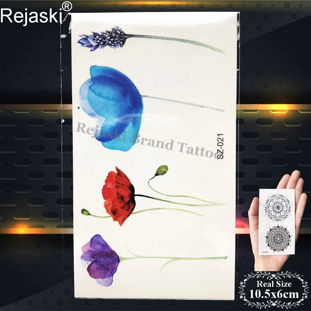 Rejaski милые временные тату наклейки с цветами для детей Цветные татуировки