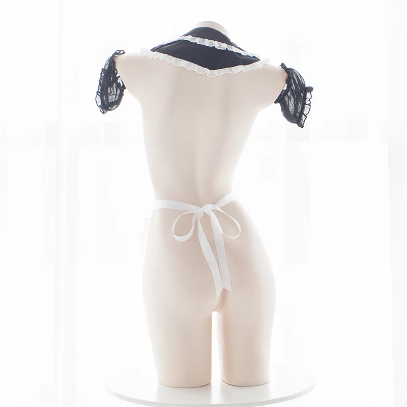 Kawaii Cute Women's Lingerie Set Lolita Sexy Maid Uniform Chiffon Intimates Set Japanese Style Cosplay Underwear Bra & Panties