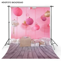 pink paper balls backdrops for photography 5x7ft grey wooden floor photography background baby birthday photocall customized