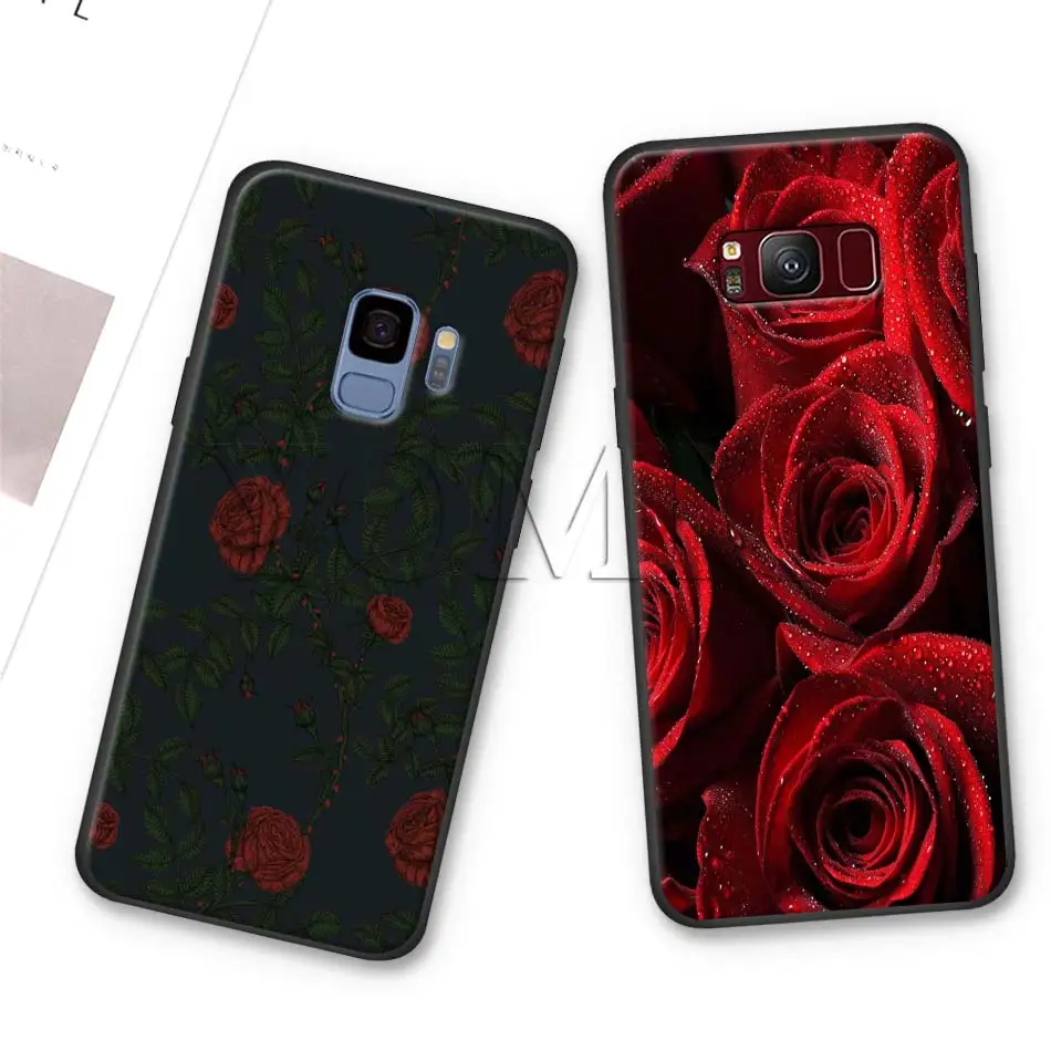 Красная роза черный чехол для Samsung Galaxy S20 FE S21 Примечание 20 Ультра S10 10 Lite S9 плюс S8 S10e