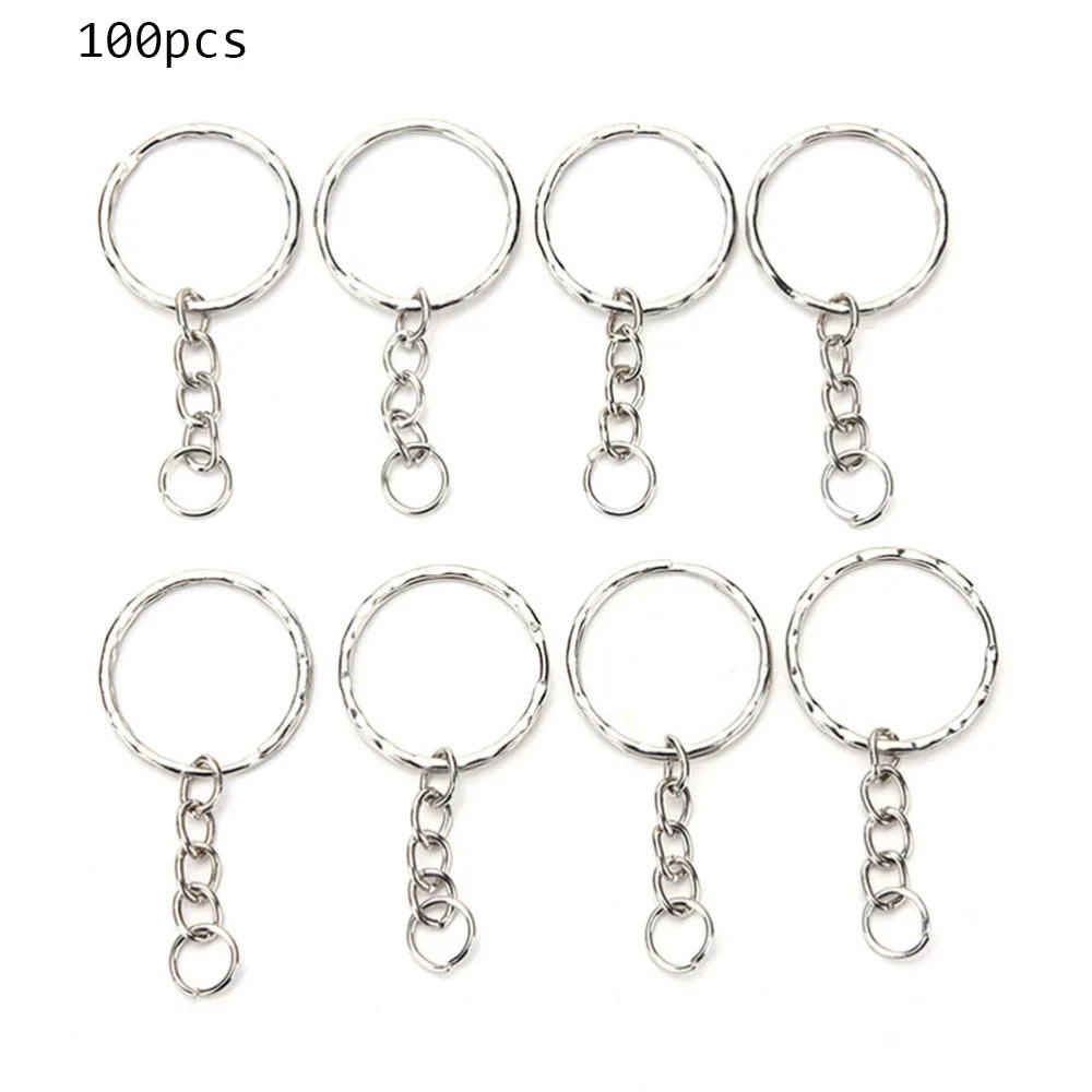 Серебристые цепочки для ключей 50/100 шт./комплект круг из нержавеющей стали 25 мм|key