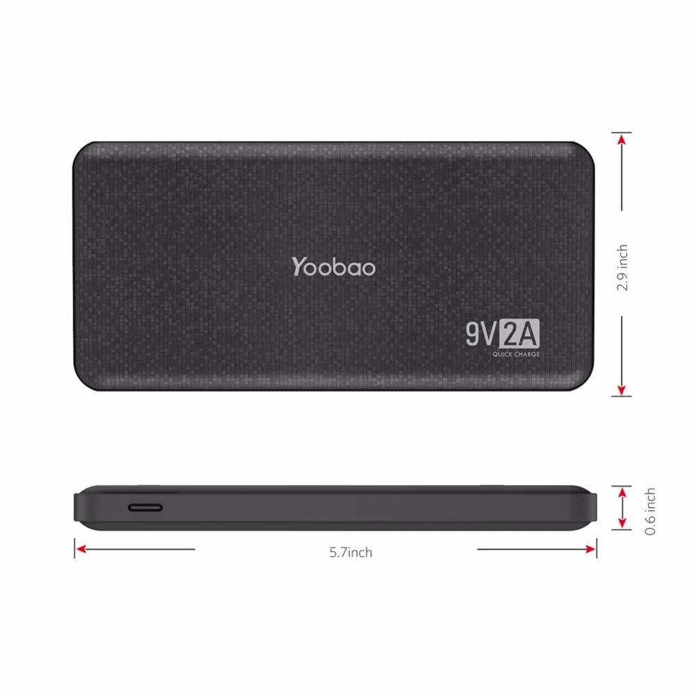 Yoobao Quick Charge power Bank для Xiaomi Mi 12000 mAh QC 2 0 Pover 9V 2A портативное зарядное устройство