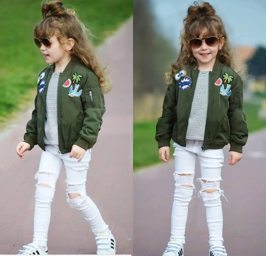 Одежда для маленьких девочек верхняя одежда армейского зеленого цвета детские