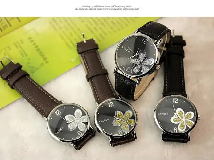 2019 женские модные часы с цветочным кожаным ремешком аналоговые кварцевые для