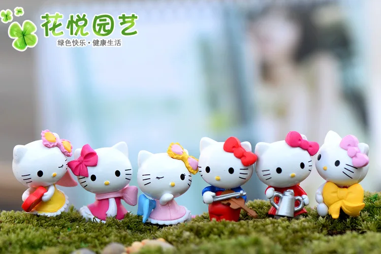 6 шт./лот мини животные мультяшный Кот 2х3см фея декор для сада поделки домашний