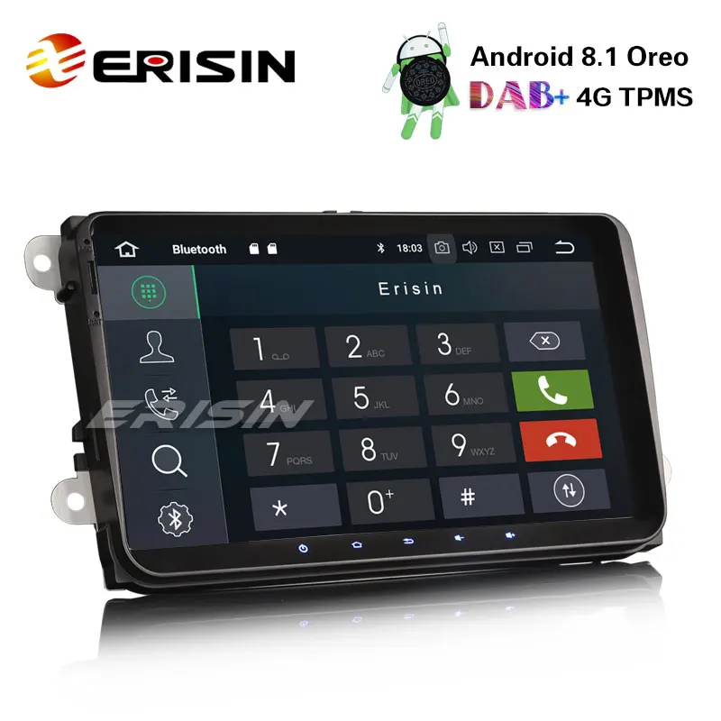 Erisin ES3818V 9 &quotDAB + 4 г TPMS DVR Android 8 1 автомобилей Радио gps СБ 3 USB слот для камера заднего
