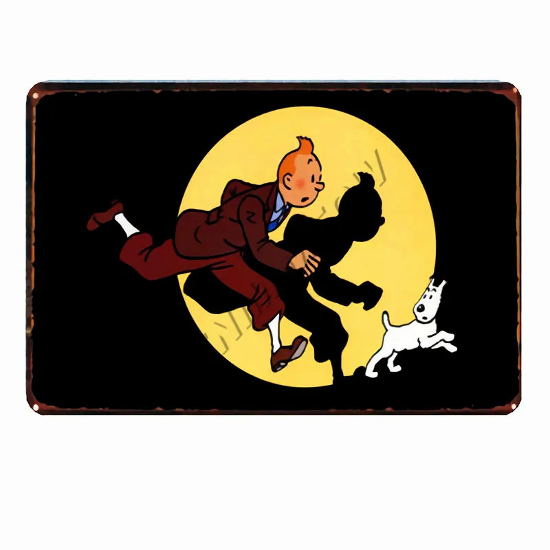Tintin Catoon Movie Tin Sign Metal Plate Vintage Wall Art Poster Iron Painting Bar Coffee Kids Room Wall Craft Home Decor WY66 - Цвет: 21