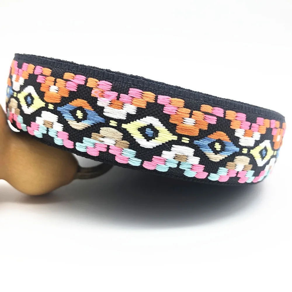

10Yards 25mm 1" Mixed Color Gifts Packaging Materials Jacquard Ribbon Handmade Dog Collar Supplies Geometric Woven Ribbond