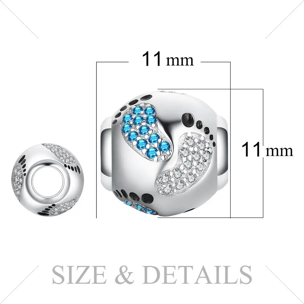 JewelryPalace счастливое детство кубического циркония созданный синий сапфир след 925 пробы Серебряный Шарм бисер Новая горячая распродажа