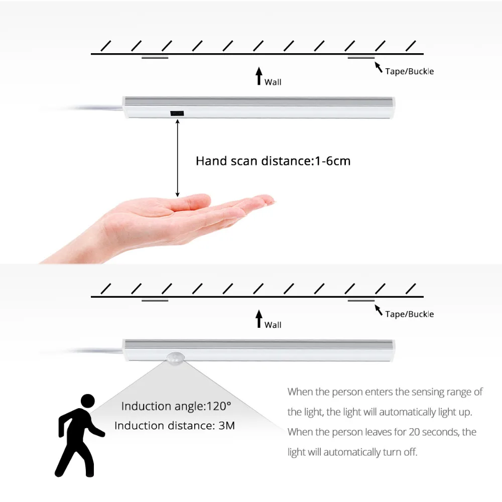 Smart Hand Sweep Wave / PIR Motion Sensor 12V LED Bar lamp Kitchen Cabinet Wardrobe Decoration Night light LED Diode 40CM 50CM