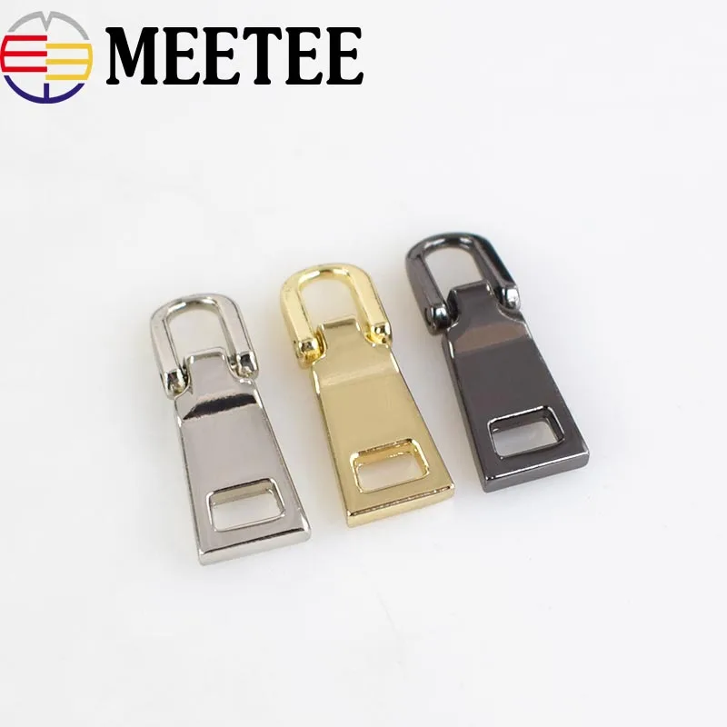 Meetee 10 шт. 1,4*4 см двухслойная воловья кожа молния Съемник Молния замок голова DIY ручной швейный багаж для одежды Пряжка Кулон ZT003