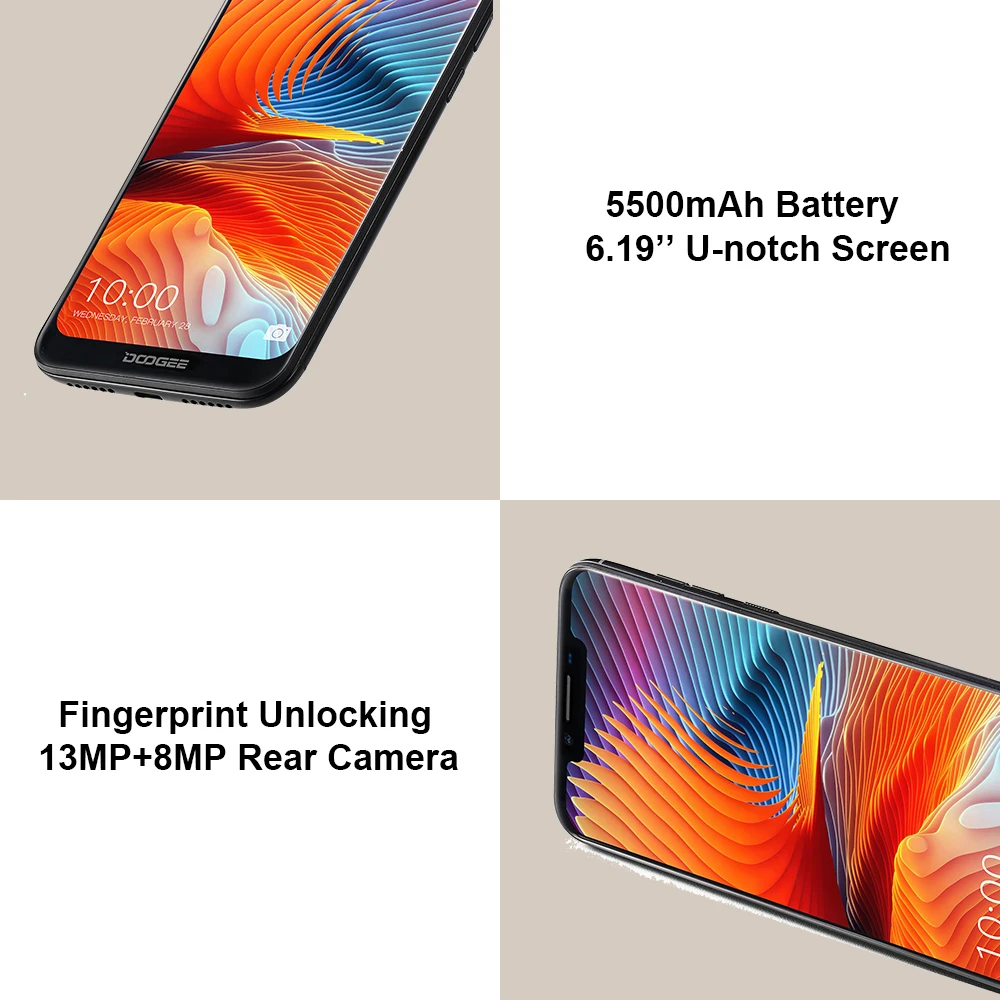 DOOGEE BL5500 Lite Android 8 1 смартфон 6 19 ཏ:9 экран 13.0MP мобильный телефон 5500 мАч
