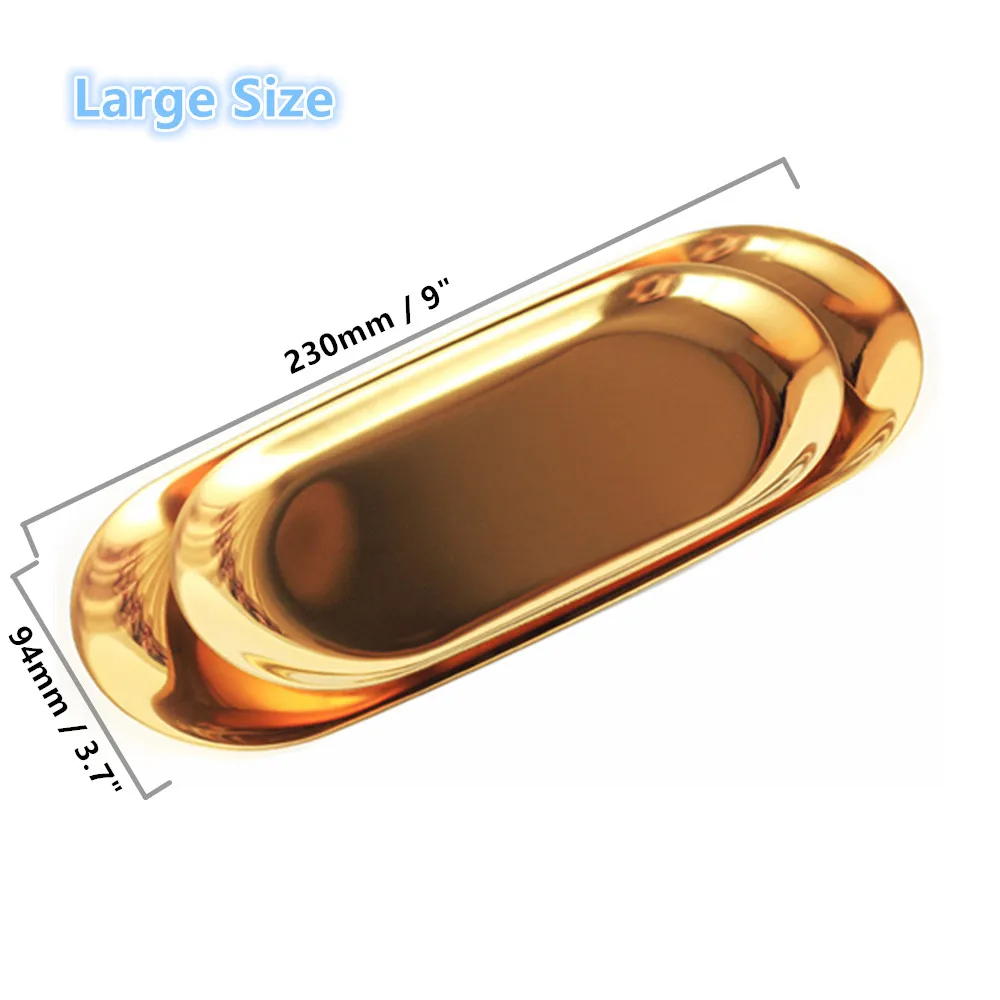 Gold Large Роскошные Нержавеющая сталь vanity лоток Канцелярский держатель для Ванная комната, Комоды, Кухня, организатор ювелирные изделия лоток стол держатель ручки - Цвет: Gold Large
