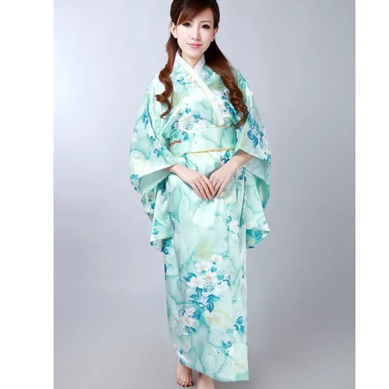 Черное белое винтажное японское женское шелковое атласное кимоно Mujeres Quimono Yukata вечернее платье цветок один размер - Цвет: Style 10