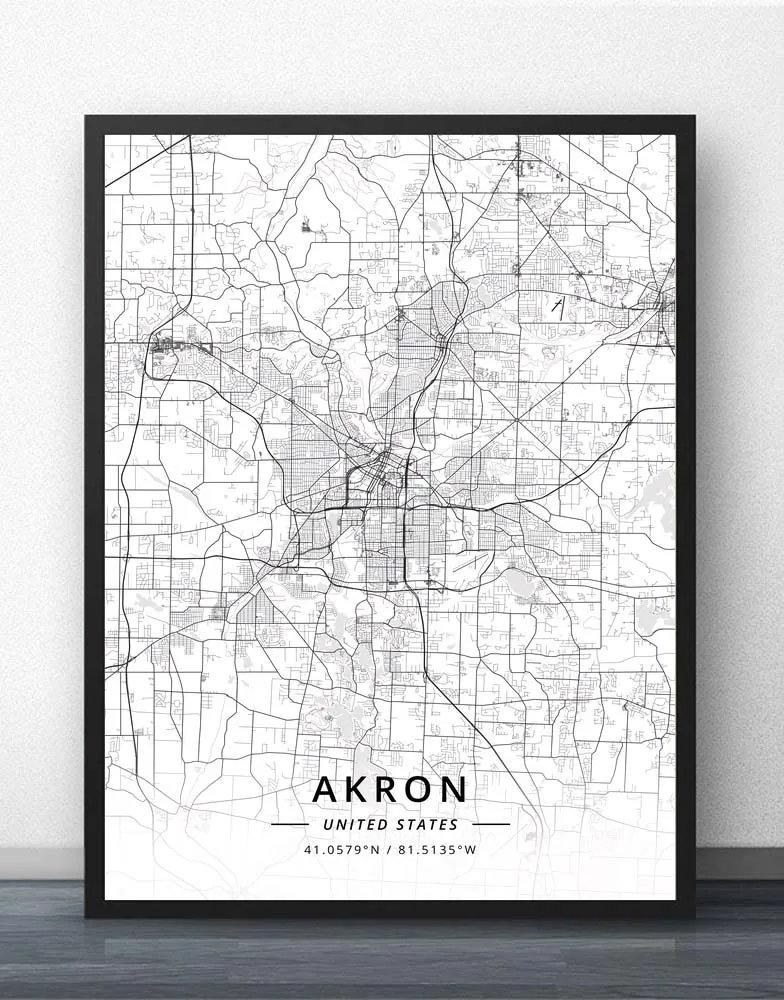 Akron Цинциннати Кливленд Columbus OH Огайо США Соединенные Штаты Америки карта