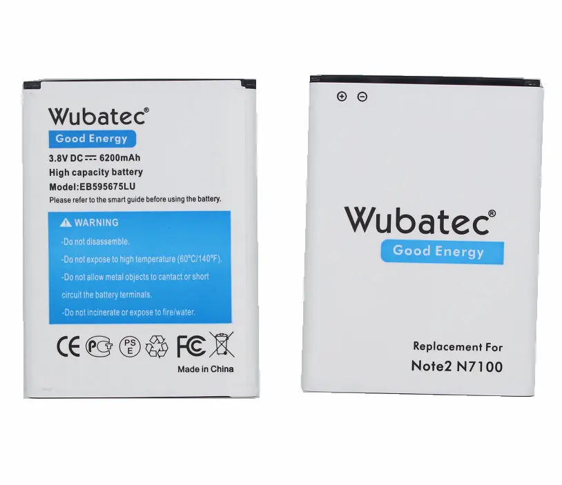 Wubatec 1x6200 мАч Note2 EB595675LU Расширенный аккумулятор + зарядное устройство для Samsung Galaxy