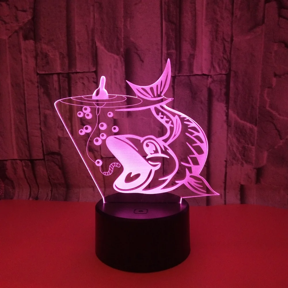 Рыболовный 3d ночной Светильник Carp 7 цветов с сенсорным управлением Led стерео