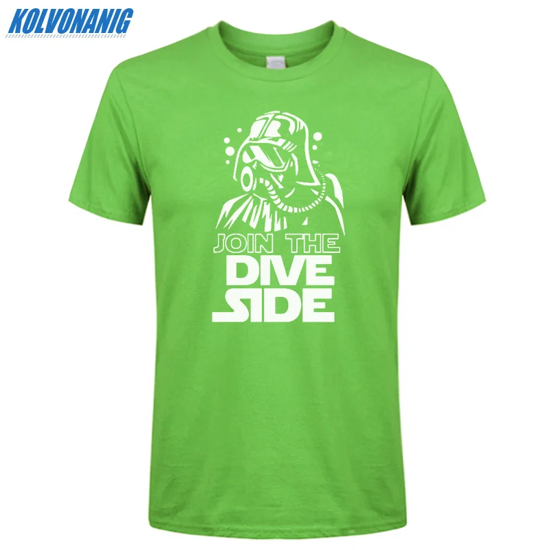 Футболка с забавным принтом JOIN THE DIVE SIDE DARK подводный принт Хлопковая мужская одежда с коротким рукавом и круглым вырезом брендовая футболка размера плюс - Цвет: Bright green 01