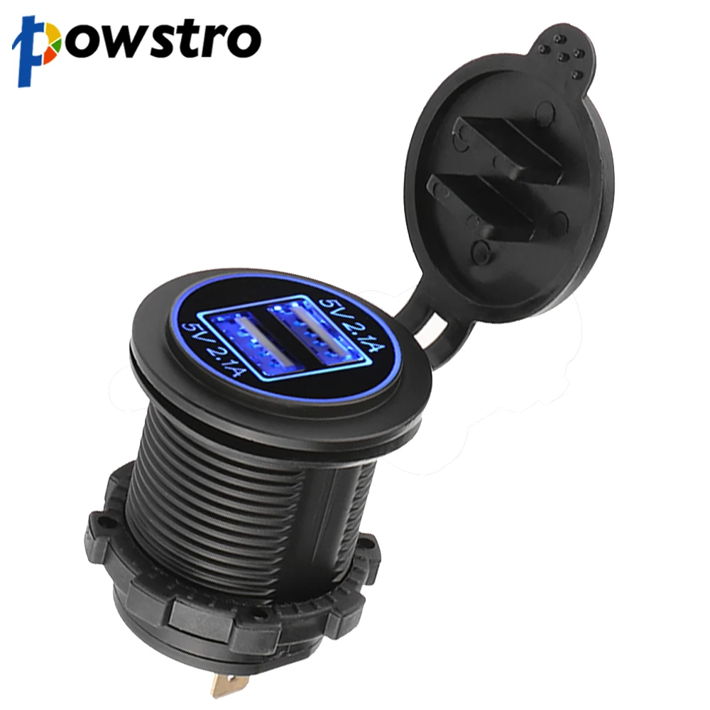 Автомобильное зарядное устройство Powstro 12 В/24 В двойной USB 4 2 А разветвитель гнезда