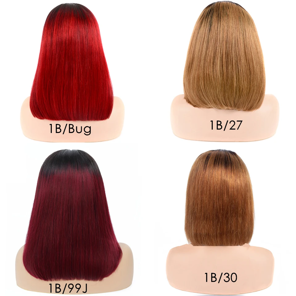 1B/99J Ombre парики 13x4 бесклеевая кружевная передняя часть короткий боб шелковистые
