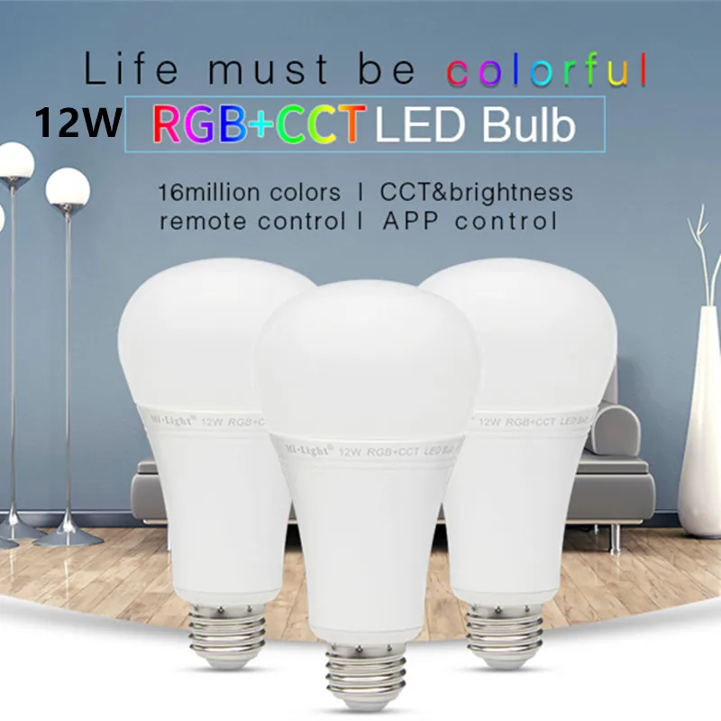 Milight AC 85V - 265V E27 6W 8W 9W 12W RGB + CCT светодиодный светильник 2 4G беспроводной RF WIFI Пульт