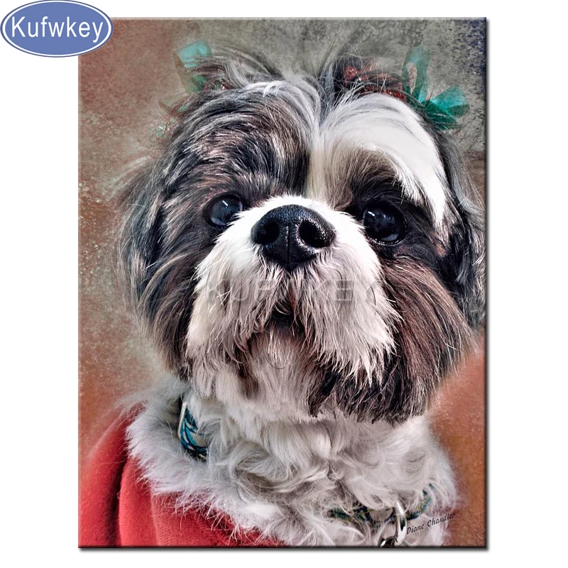 Алмазная картина Shih Tzu dog полная вышивка из смолы мозаика с вышивкой изображением