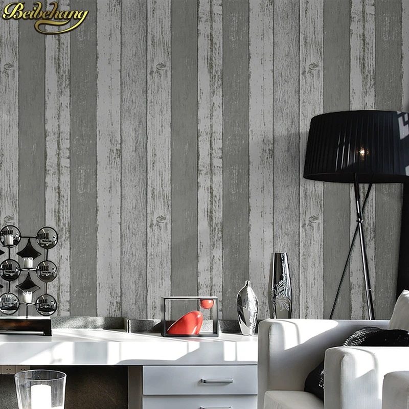 beibehang papel de parede 3d Vintage Mediterranean wooden board Stripe Wallpaper for Wall Covering wall papers home decor roll |