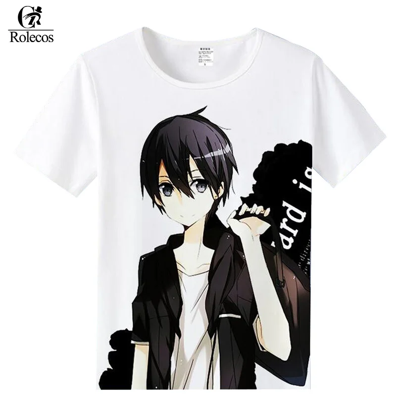 Rolecos меч искусство онлайн косплей костюм Kirigaya Kazuto Yuuki Asuna футболки модные летние