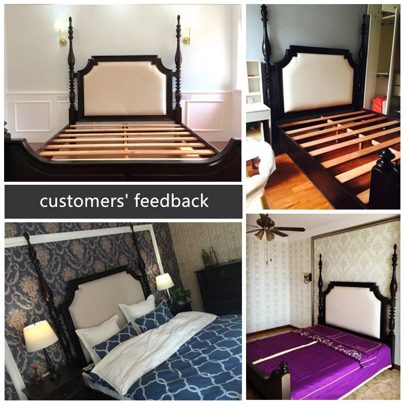 Upholstered solid wooden bed elegant antique style double | Мебель