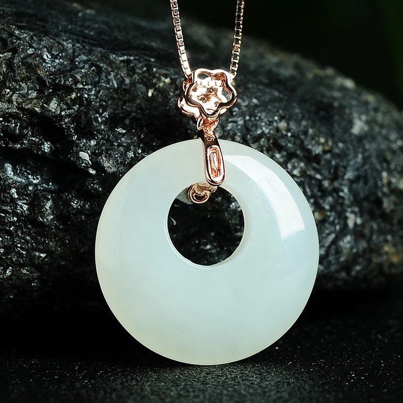 Натуральный зеленый этянь белый нефрит кулон резные подвески для женщин или