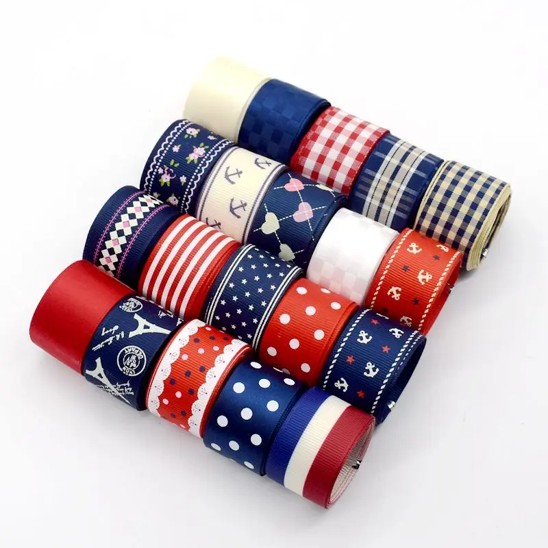 Темно синяя серия Grosgrain набор лент 37 метров Печать атласная лента DIY ленты тесьма