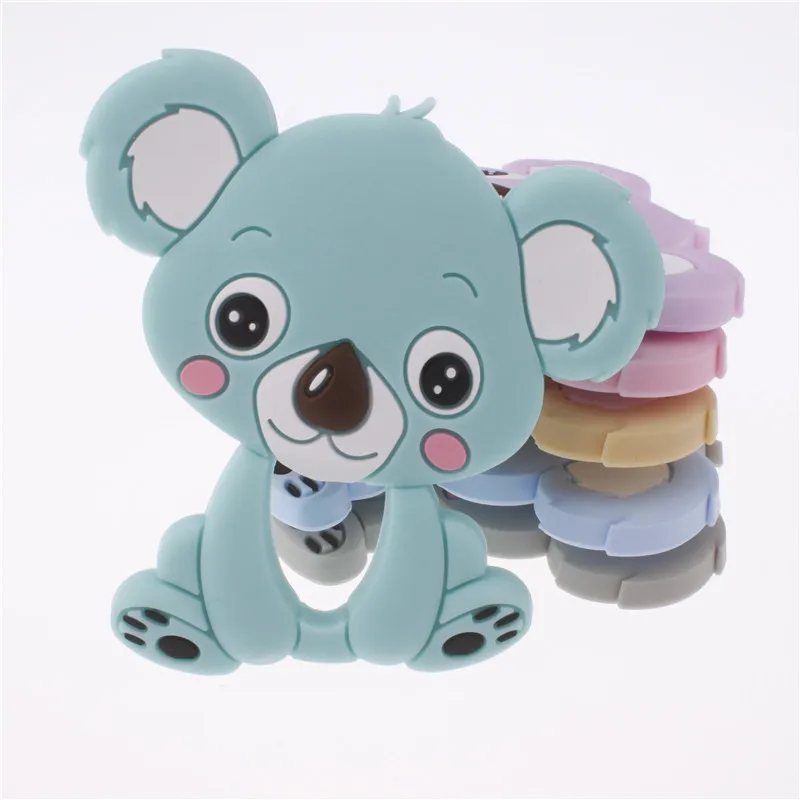 

10PCS Silicone Cartoon Koala Bear Teether Pendant Bpa Free Silicone Teething Necklace Food Grade Christmas Decorations